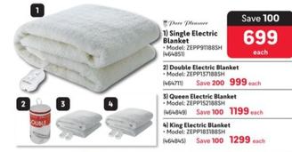 Pure Pleasure - Single Electric Blanket offers at R 699 in Makro