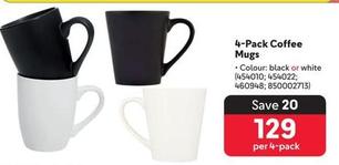 4-Pack Coffee Mugs offers at R 129 in Makro